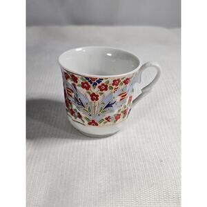 Vintage Turkish Porcelain Demitasse Teacup with Gold & Floral Design
